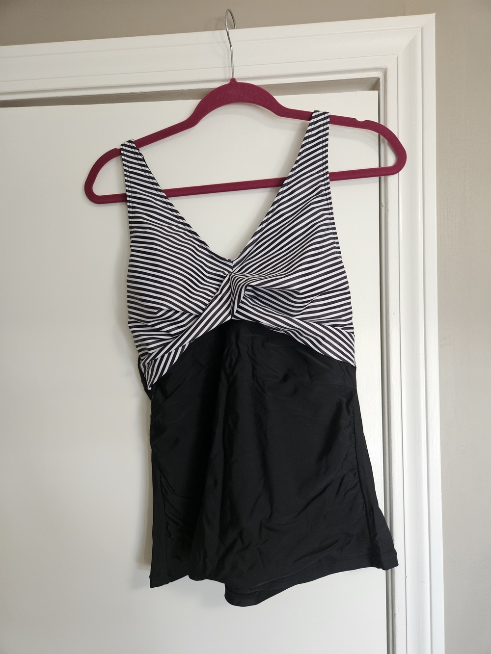 Brand New: Younique Black & White Striped Twist-Front One-Piece Swim